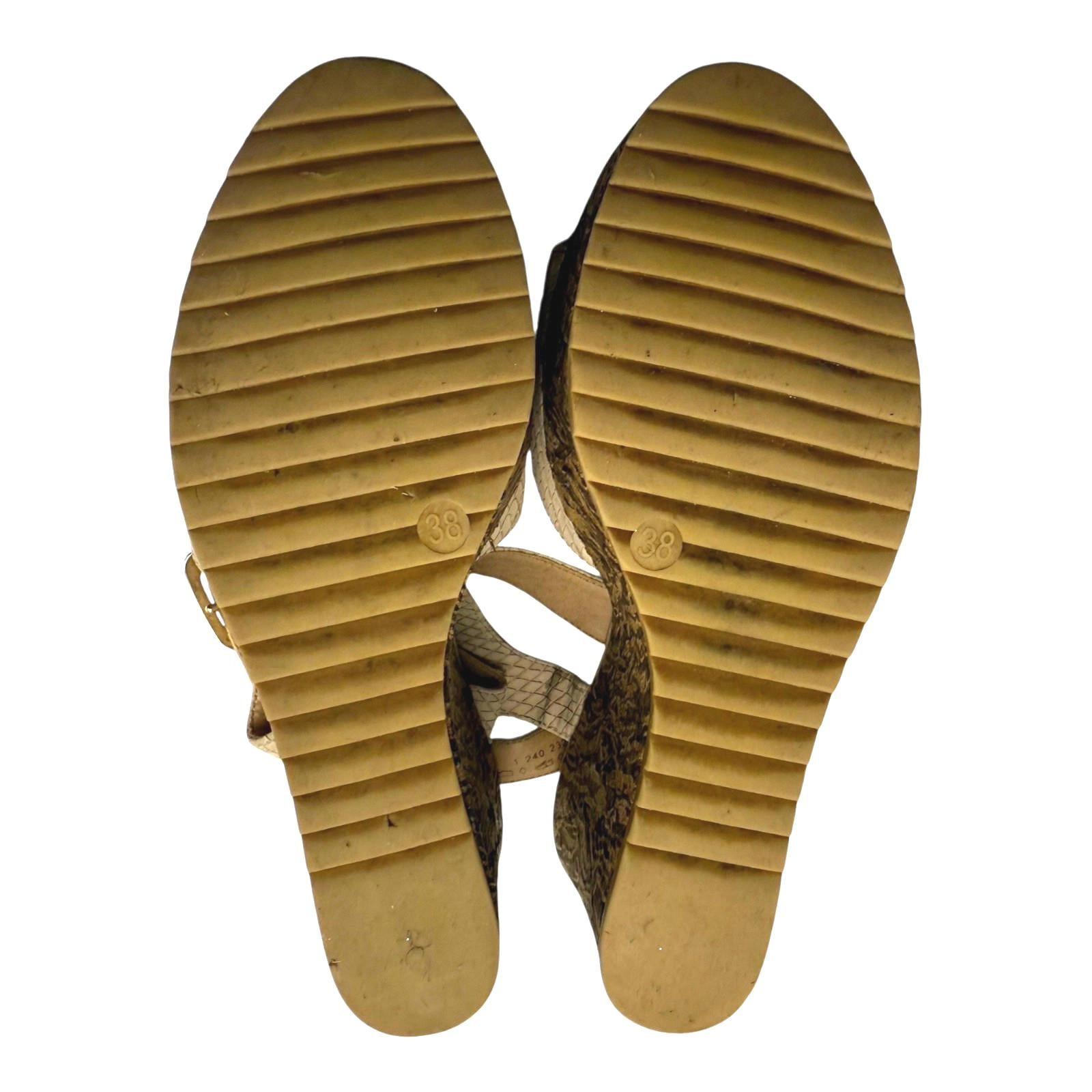 Graceland Wedge Sandals Open Toe Beige Faux Leather Women’s UK Size 5