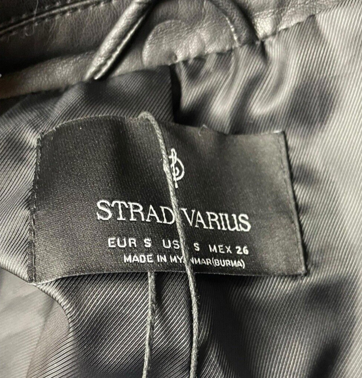 Stradivarius Black Faux Leather Jacket Mid Length Women’s UK Size S