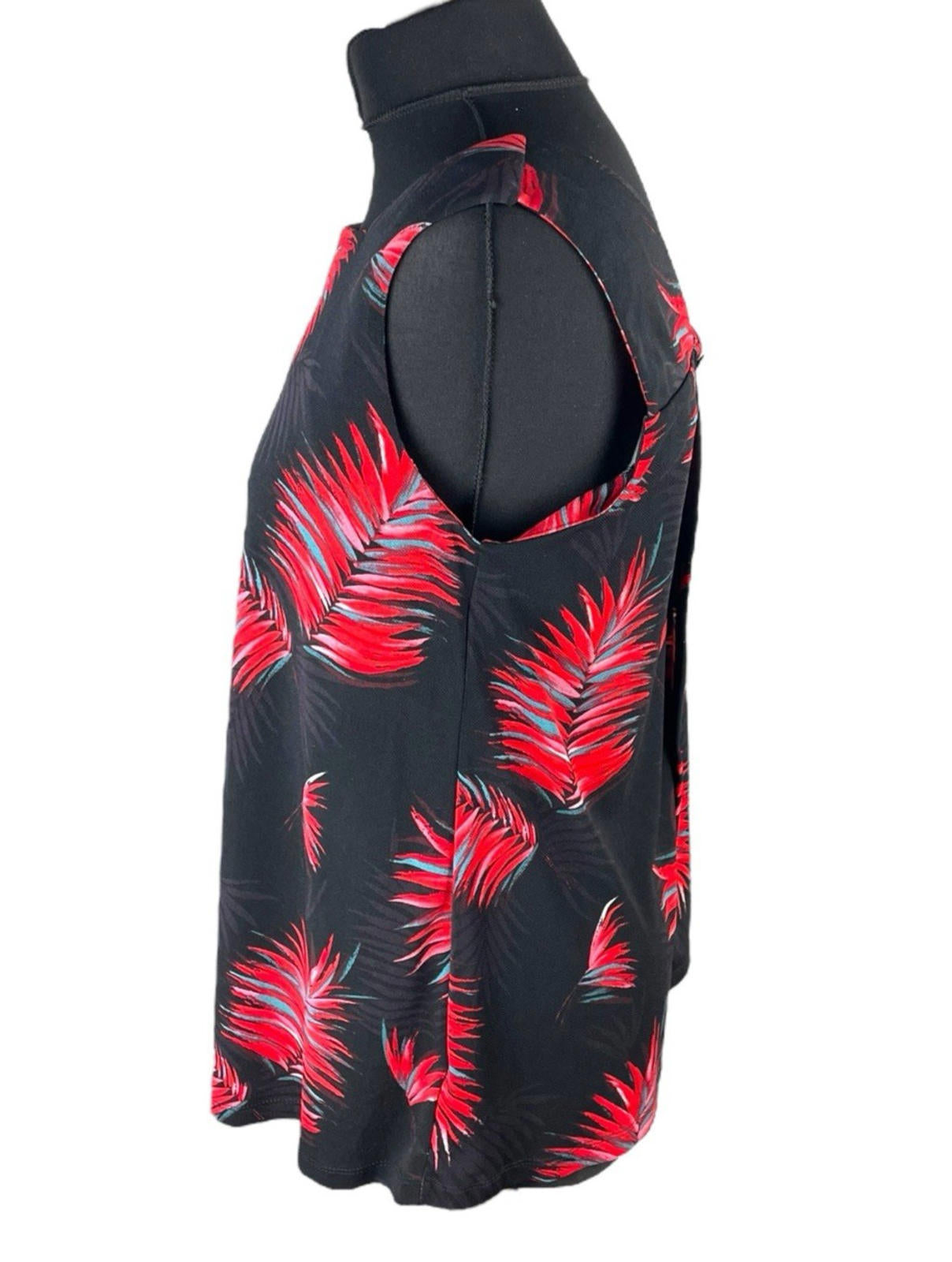 Next Red Leaf Print Tank Top Blouse Square Neck Summer Women’s UK Size 10