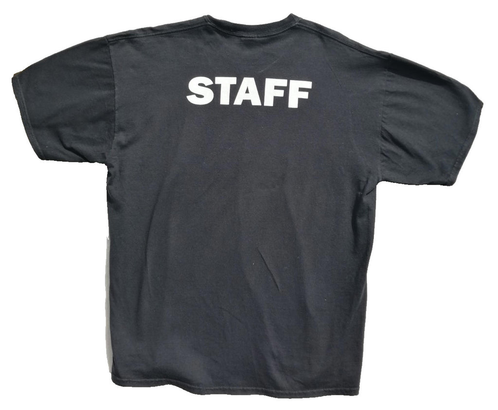 Staff Venue Graphic Print T-Shirt Men's Size XL Black Crew Neck 100% Cotton