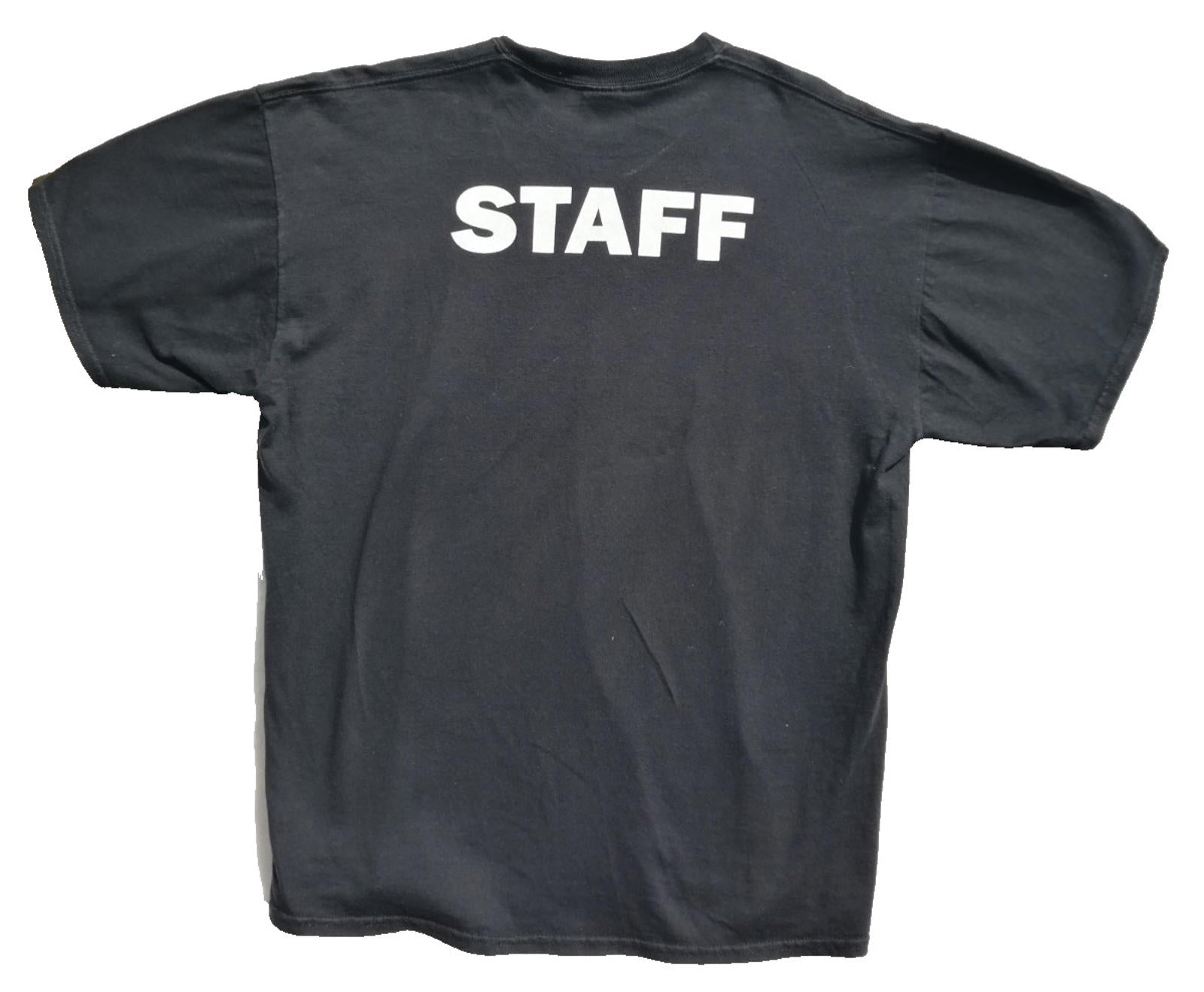 Staff Venue Graphic Print T-Shirt Men's Size XL Black Crew Neck 100% Cotton
