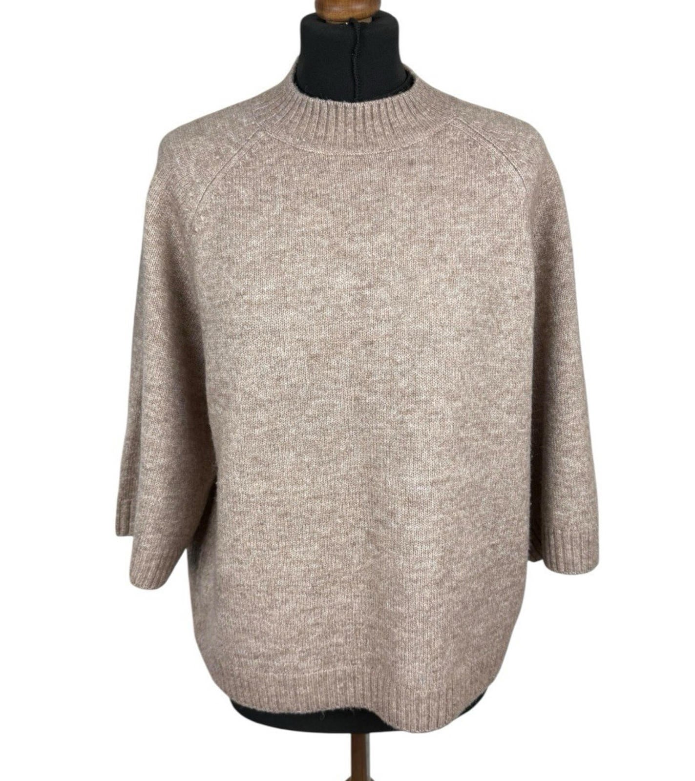 Next Stone Knitted Jumper 3/4 Flare Sleeve Round Neck Women’s UK Size M