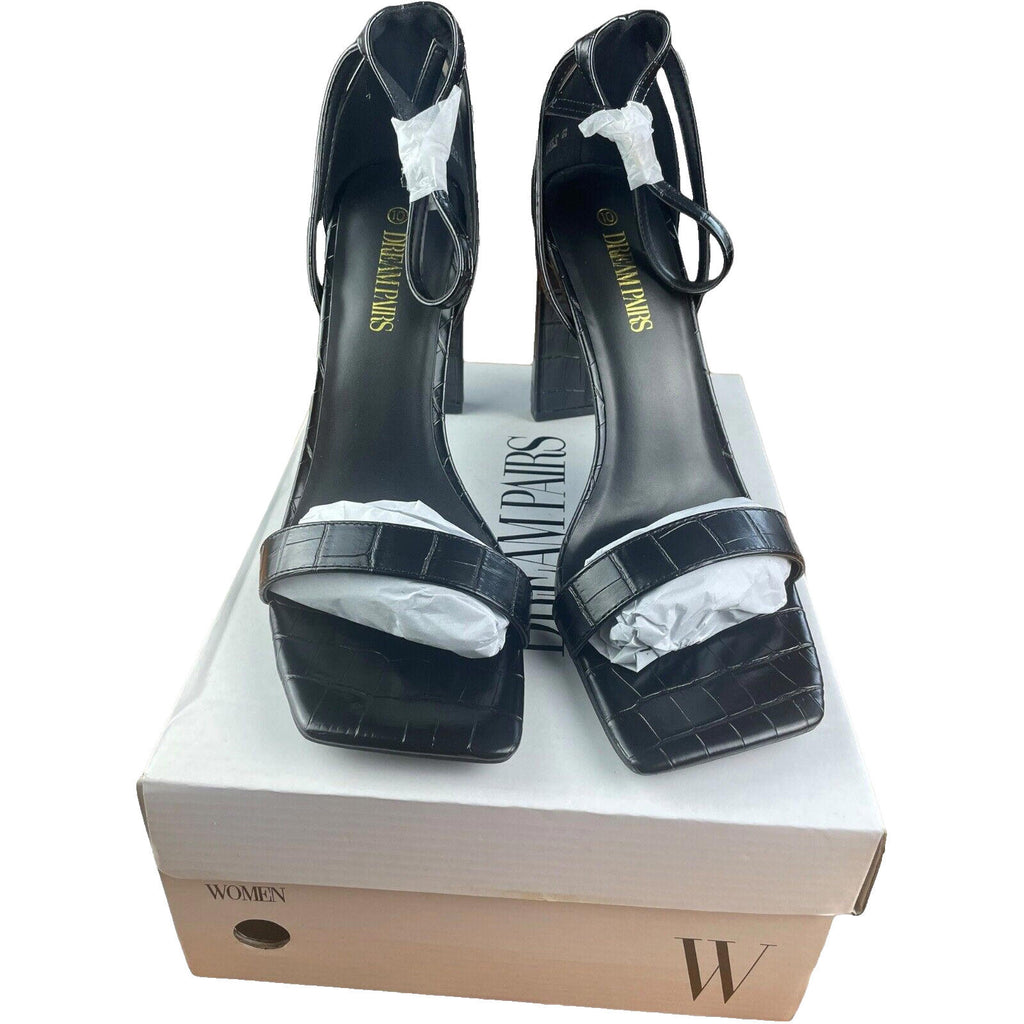 Dream Pairs Faux Block Heel Shoes Square Tie Women’s UK Size 6 EU 39