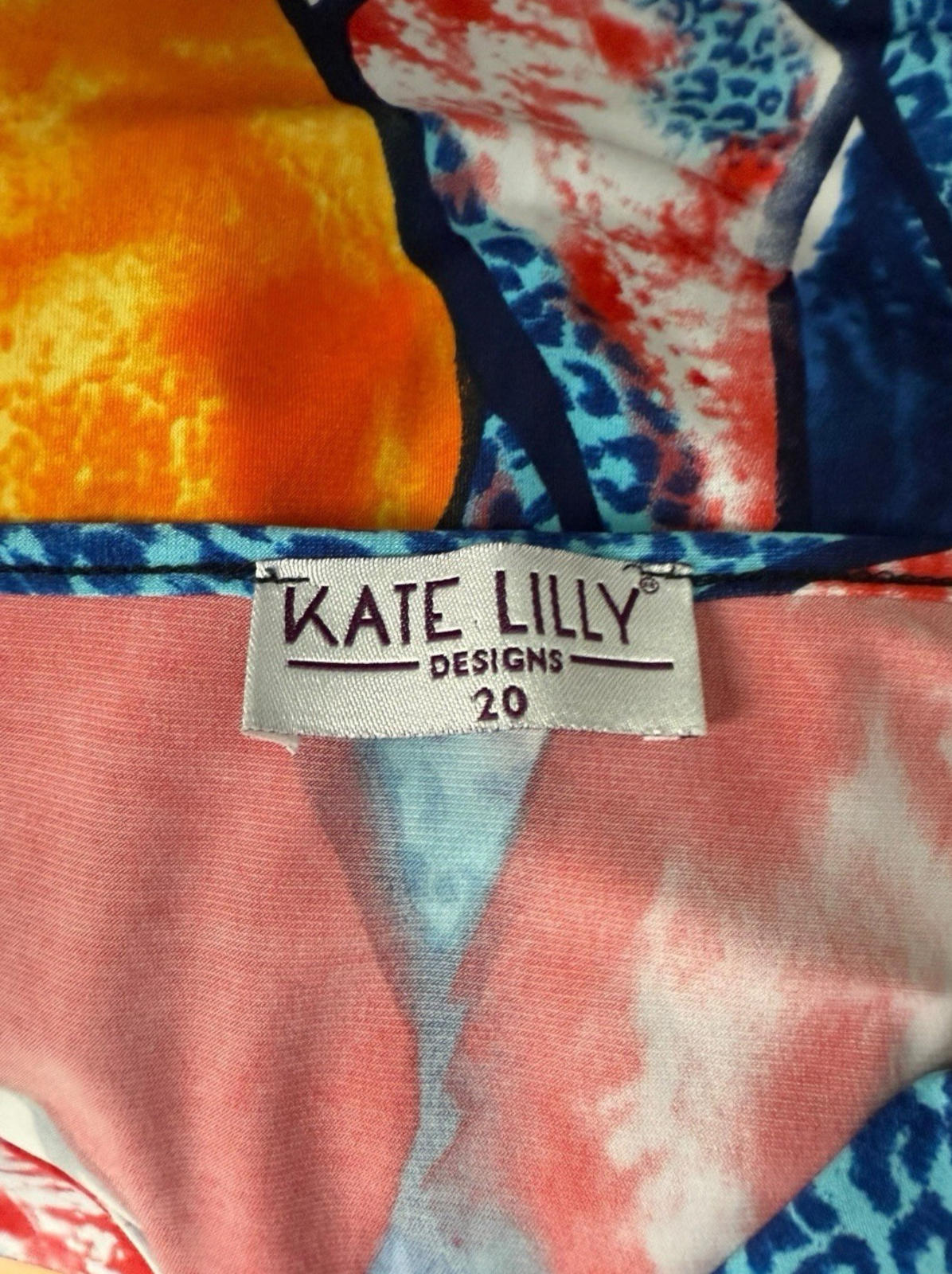 Kate Lilly Multicolour T-shirt Blouse Long Sides Short Sleeve Women’s UK Size 20