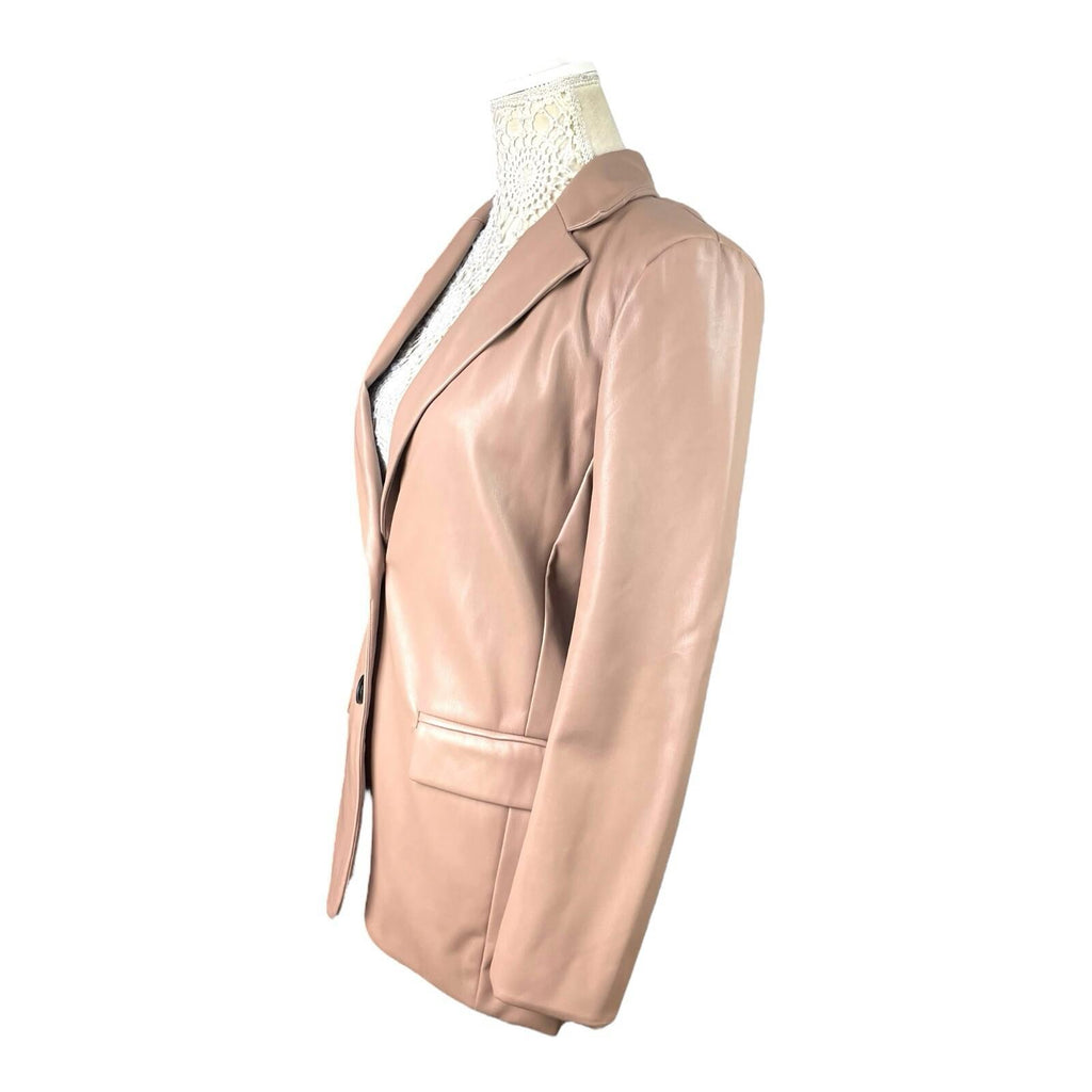 Primark Nude Faux Leather Blazer Jacket Collared Women’s UK Size 6
