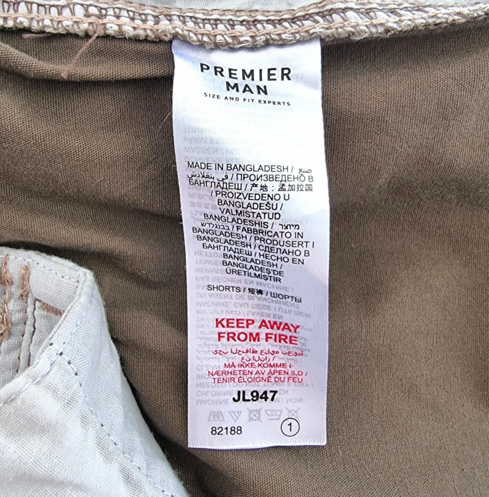 Premier Man Combat Shorts Brown Chino Cargo Pockets Men's UK Size 3XL 46" Waist