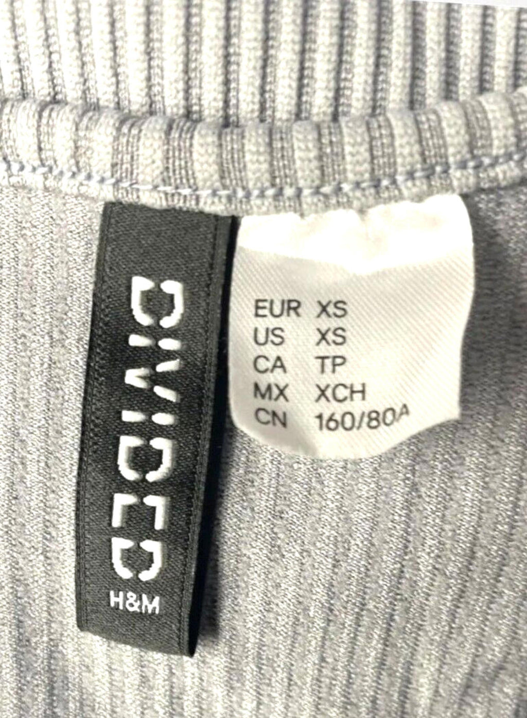 Divided Crop Top Grey Rib Ruffle Detail T-Shirt Blouse Women's UK Size XS