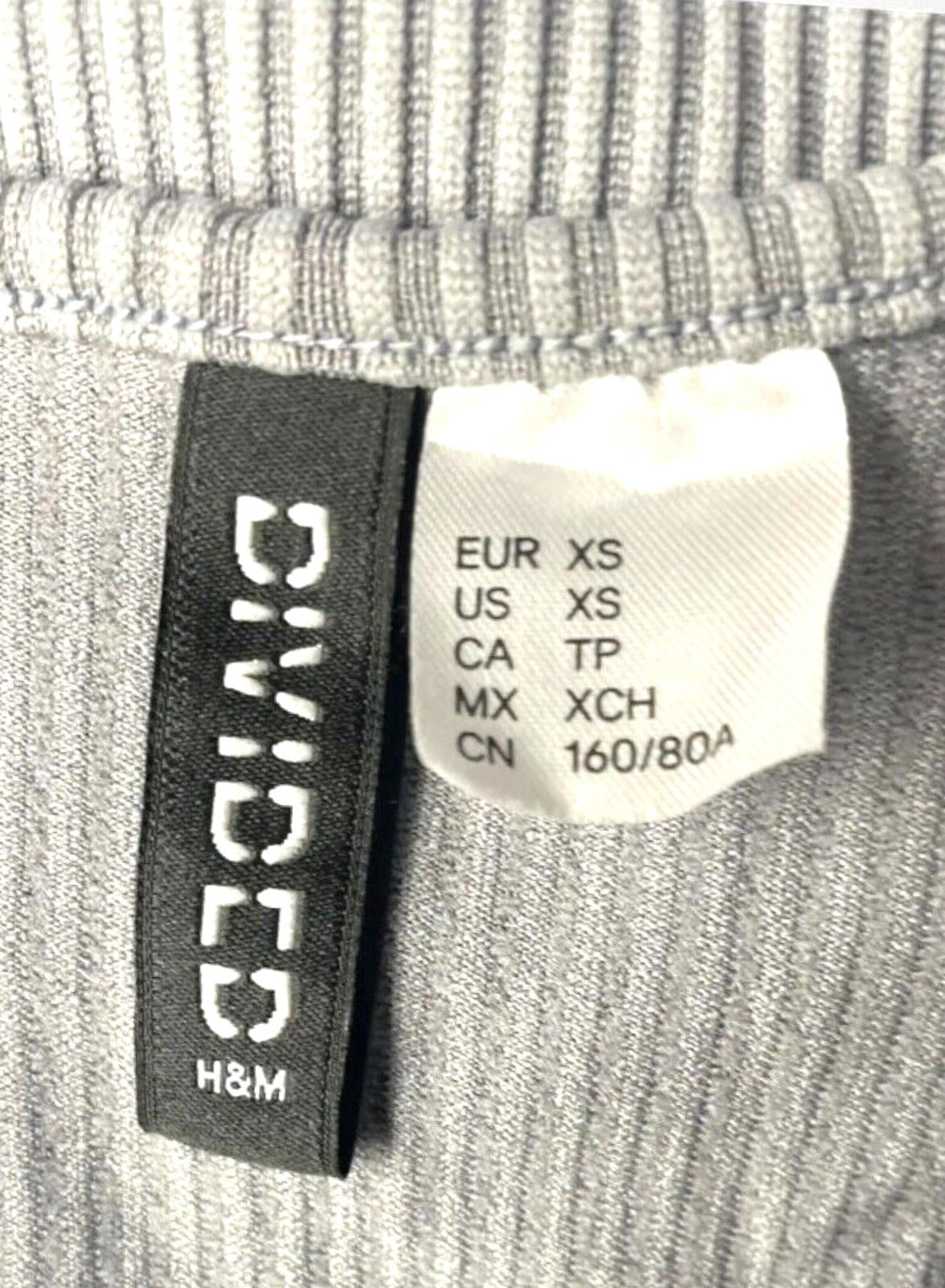Divided Crop Top Grey Rib Ruffle Detail T-Shirt Blouse Women's UK Size XS