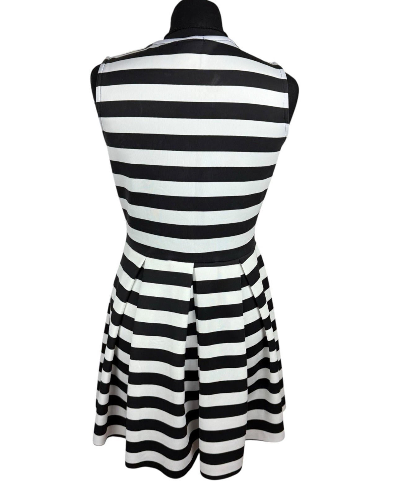 I-X London Striped Dress Women’s UK Size 12 Fit & Flare Sleeveless Pleated Skirt