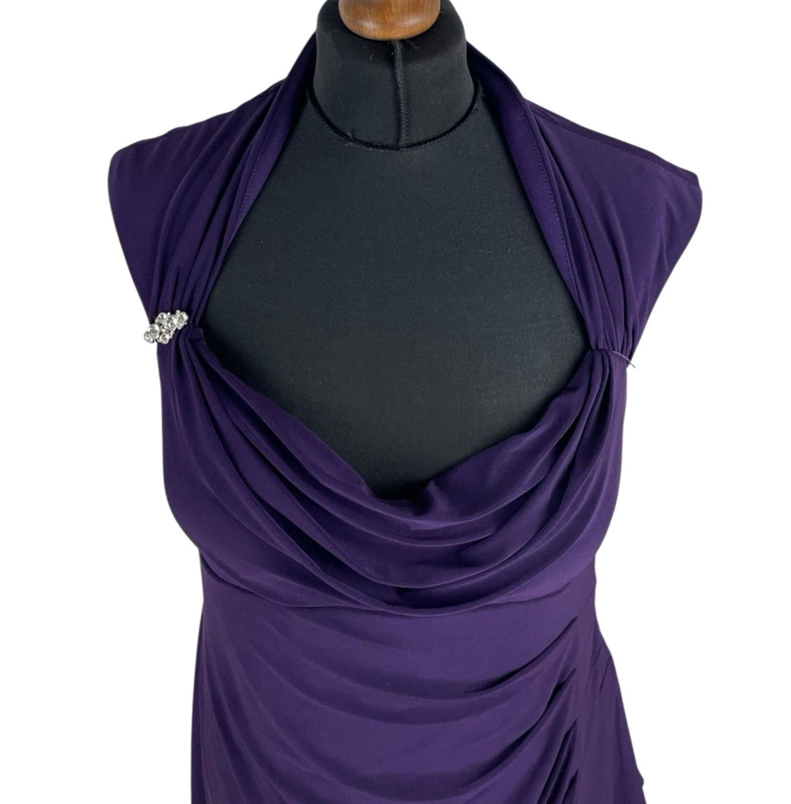 Scarlett Nite Purple Midi Dress Pencil Bodycon Dimante Detail Women’s UK Size 14
