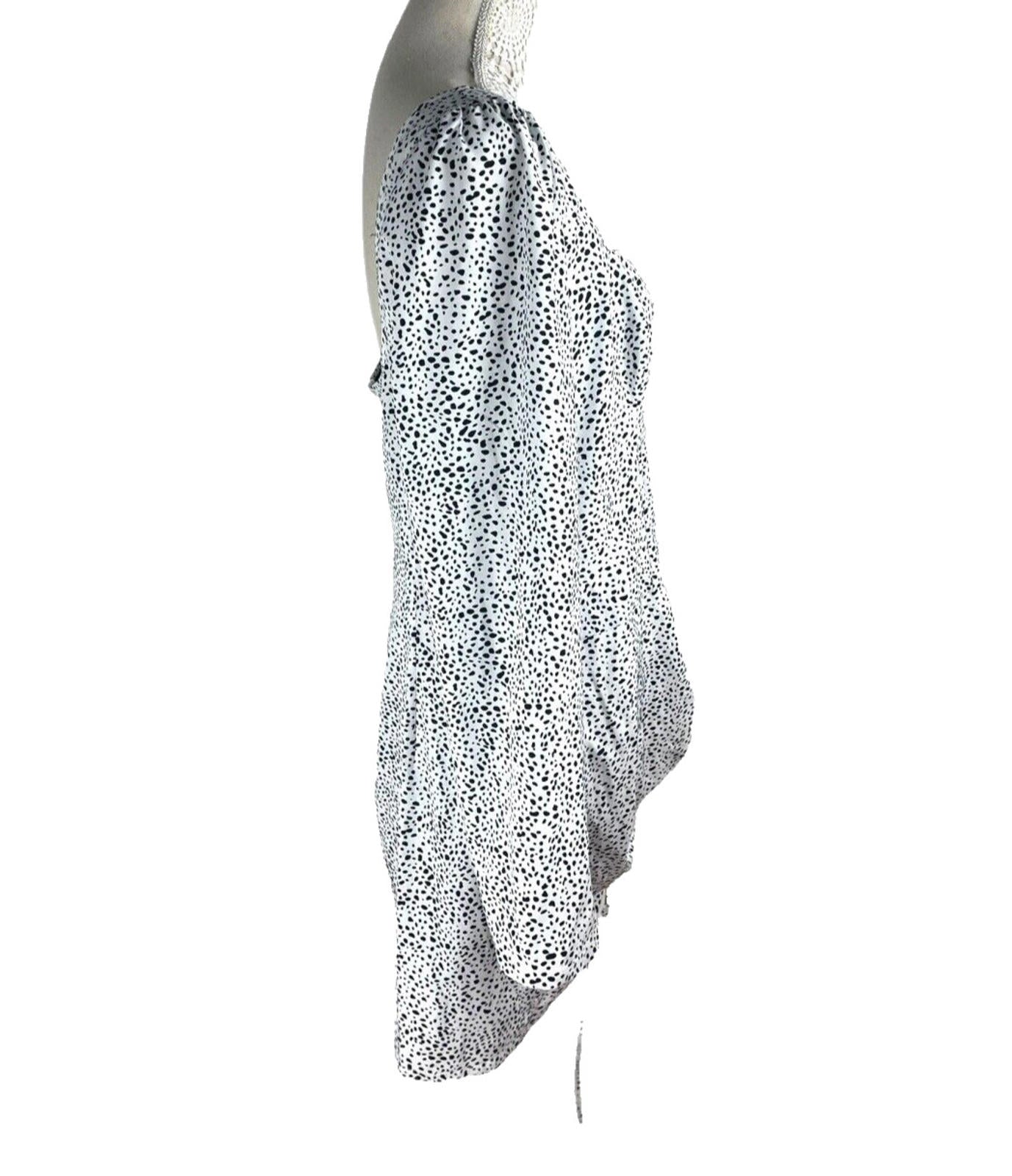 PLT Dalmatian Print Ruched Mini Dress Women’s UK Size 16 Square Neck Scoop Back