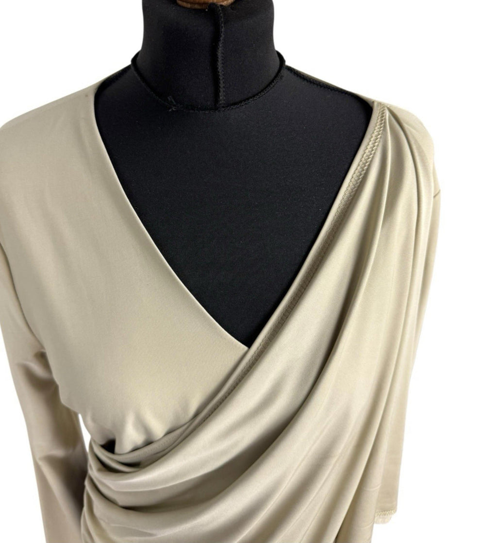 Red Label Beige Layered Top Slimming Long Sleeve Stretch Women’s UK Size S