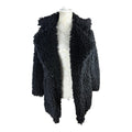 Boohoo Black Teddy Fleece Coat Relaxed Fit Collared Women’s UK Size 10