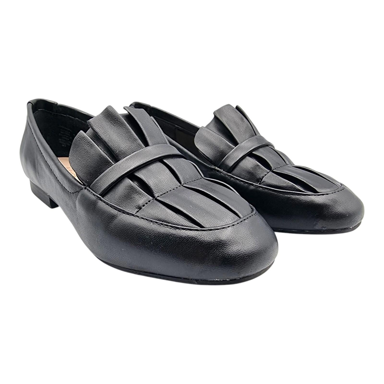 Miss KG Black Slip On Flat Shoes Flats Pleated Nicky Design Women's UK Size UK 3