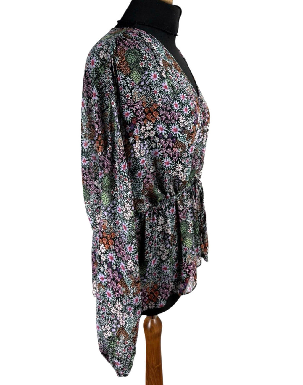 George Floral chiffon Blouse Women’s UK Size Multicolour Long Sleeve Semi Sheer