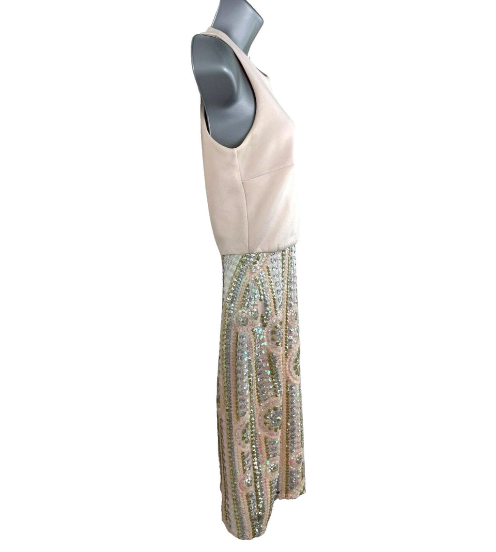 ASOS Pencil Dress Women's UK Size 8 Pale Pink Embezzled Summer Smart Formal