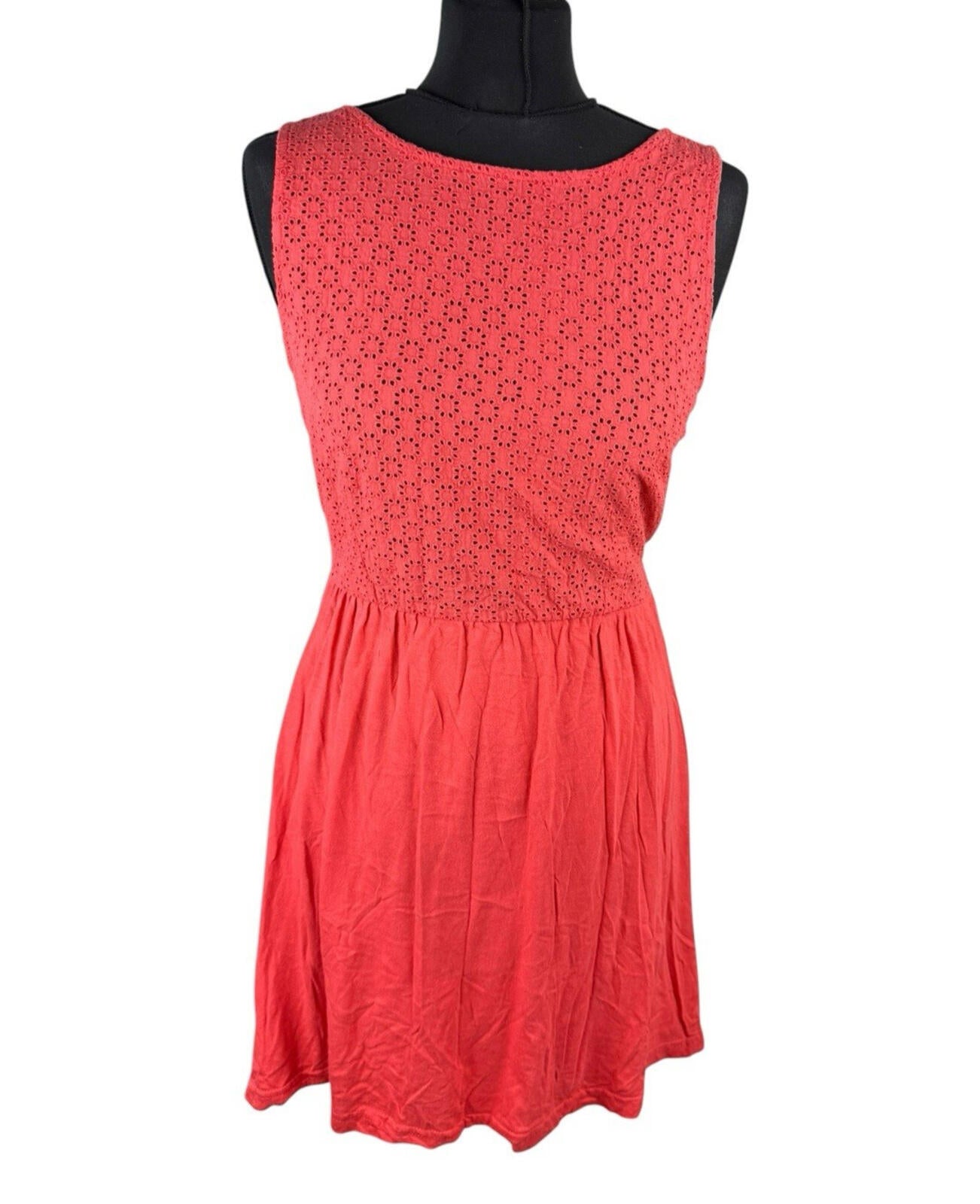 Broderie Anglaise Mini Dress Women’s UK Size 8 Orange Sleeveless Bikini Cover Up