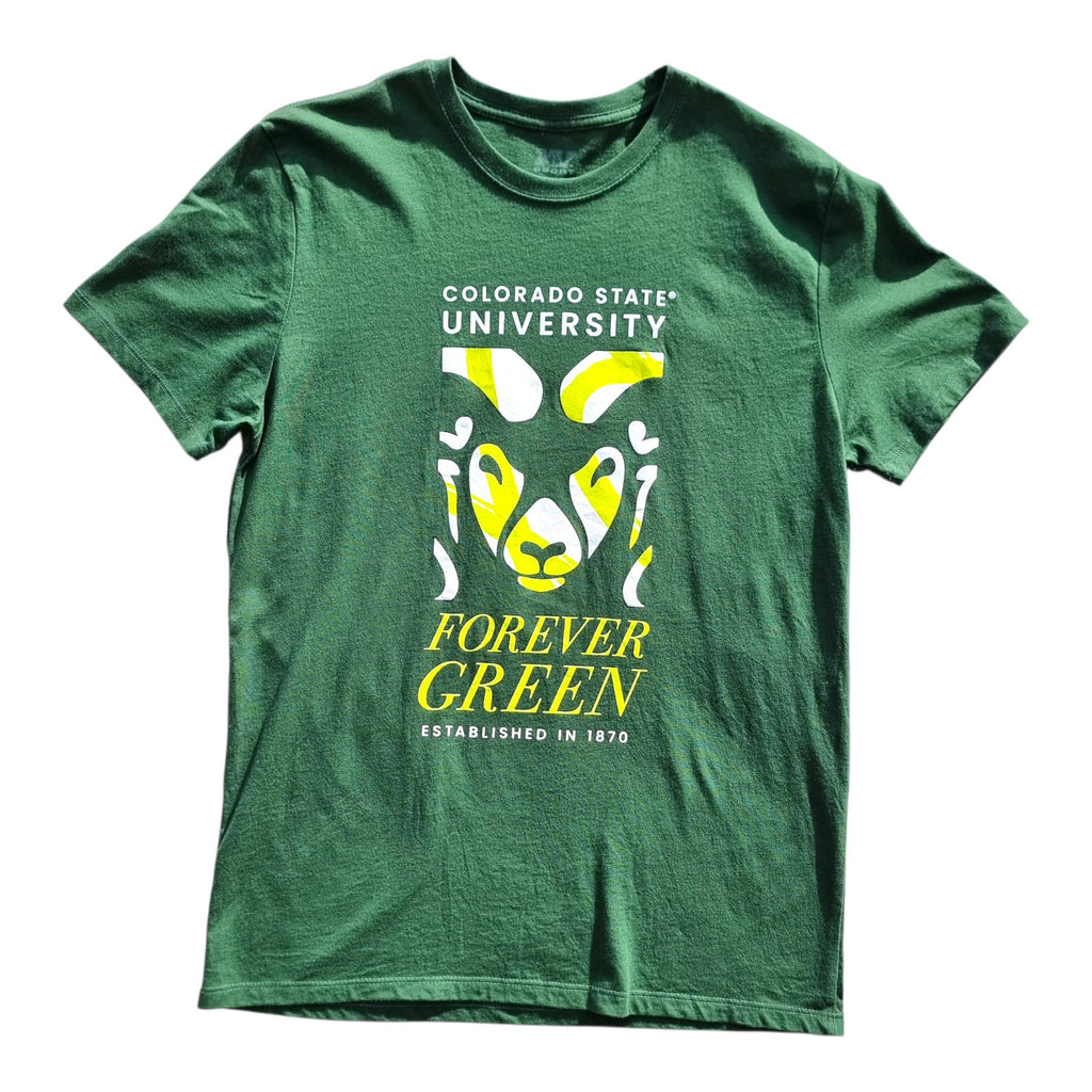 Colorado State University Graphic Print T-Shirt Men's UK Size M Green Crew Neck