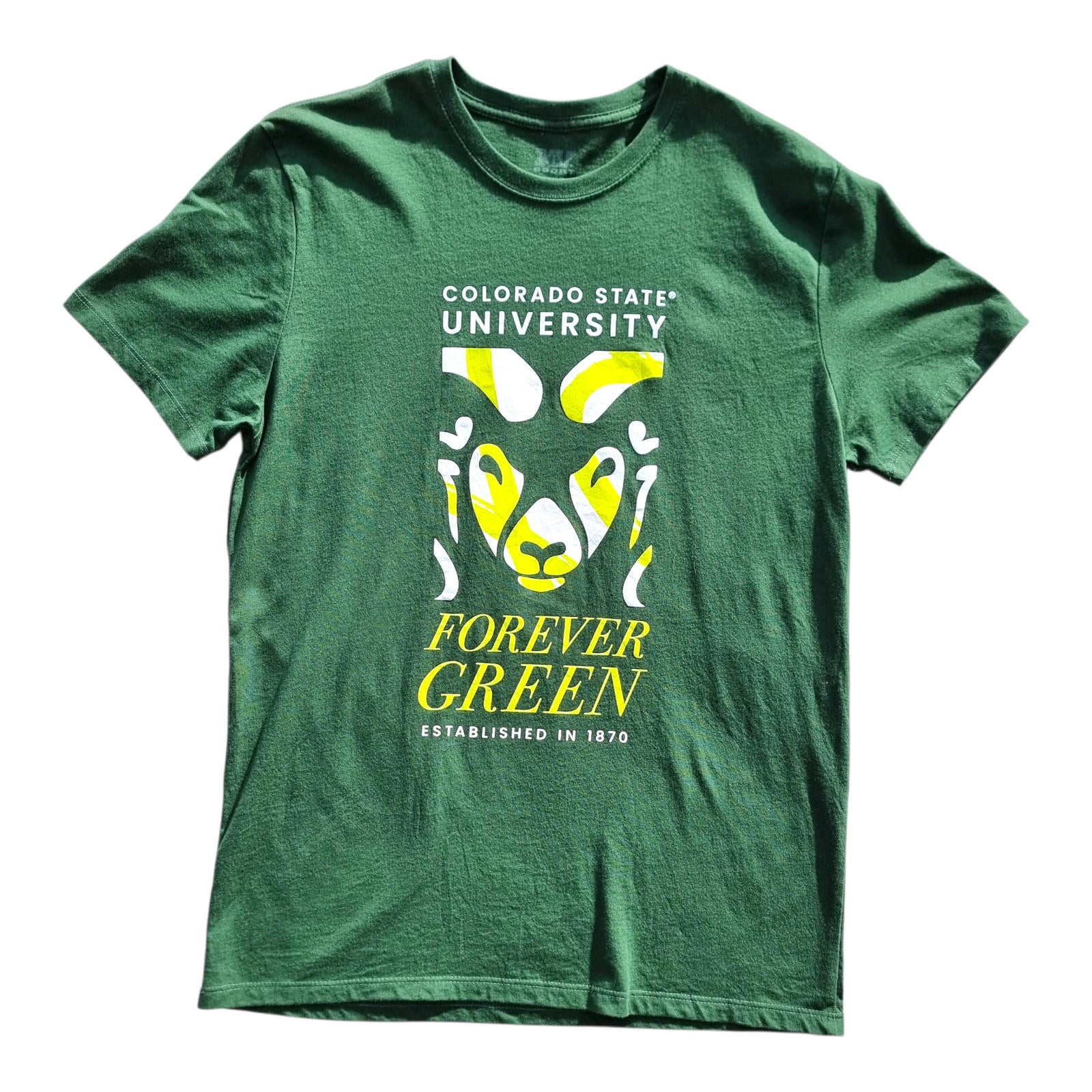 Colorado State University Graphic Print T-Shirt Men's UK Size M Green Crew Neck