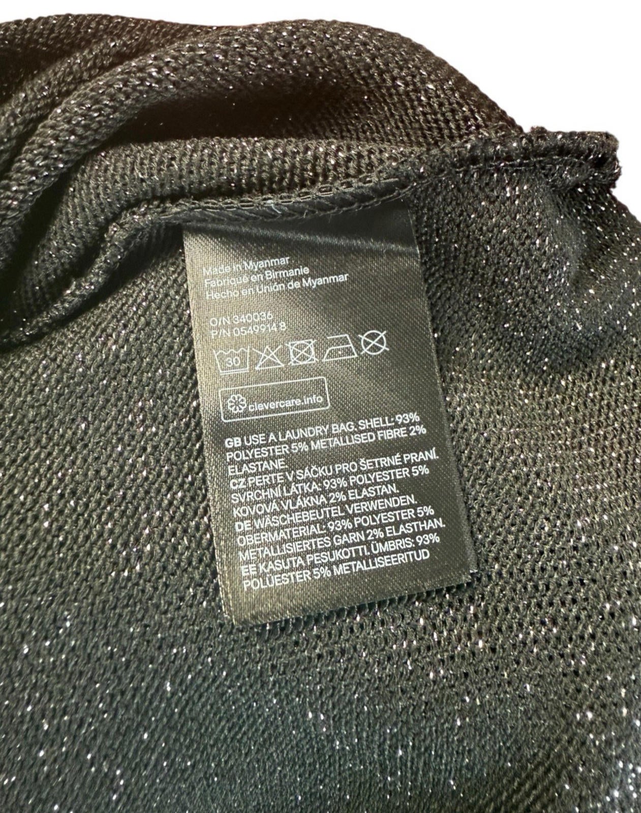 Divided Black Silver Sparkle Sweater Jumper Women’s UK Size L Crew Neck