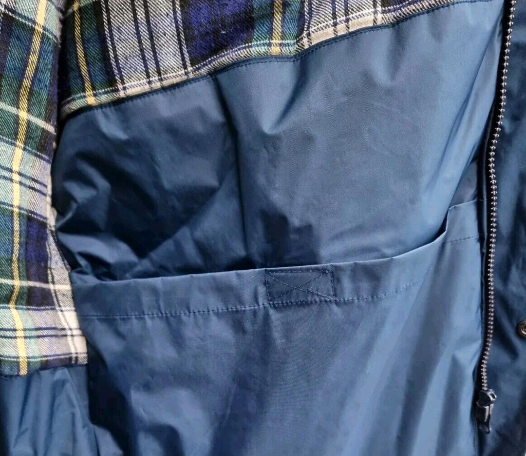 Vintage Blue Jacket Coat Water Resistant Stowaway Hood Men's UK Size Large