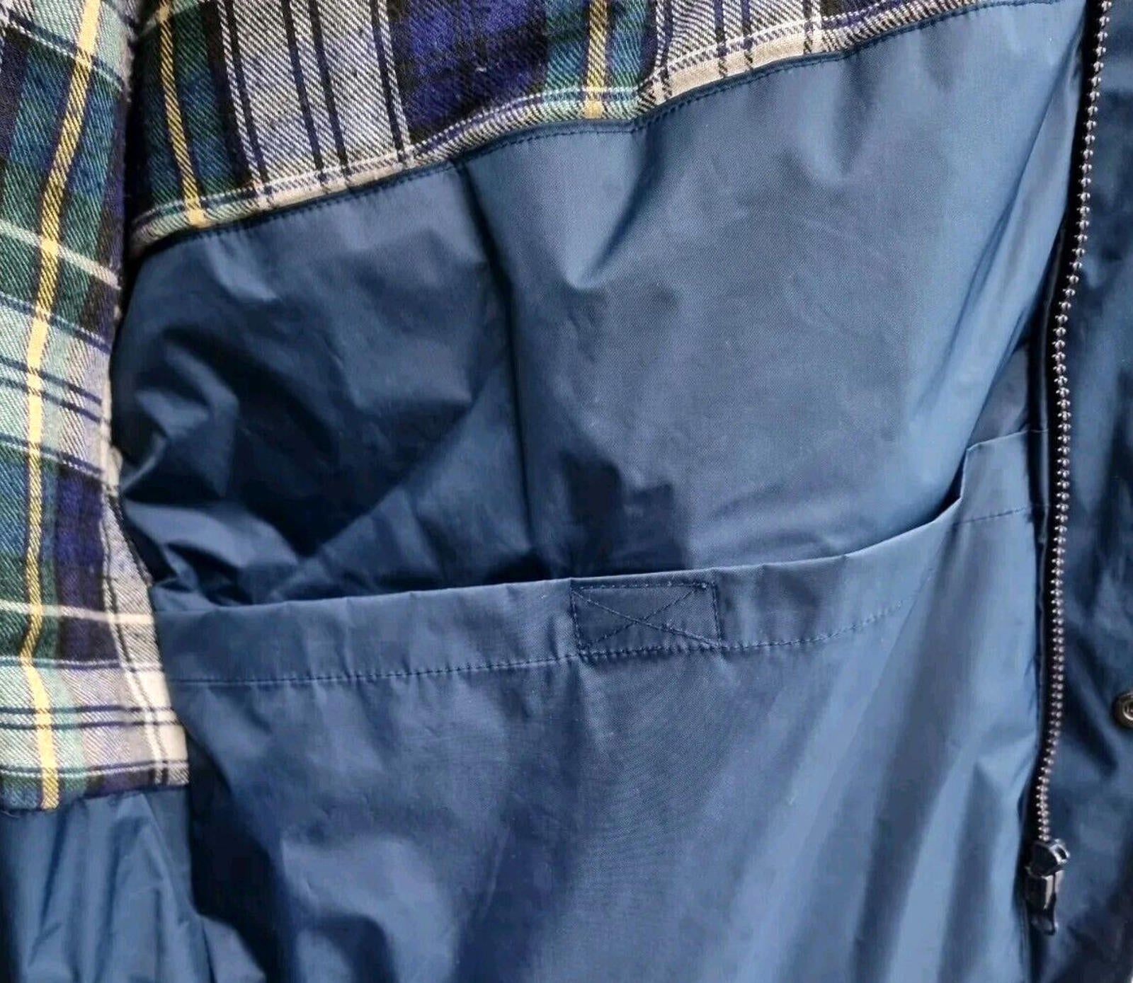 Vintage Blue Jacket Coat Water Resistant Stowaway Hood Men's UK Size Large