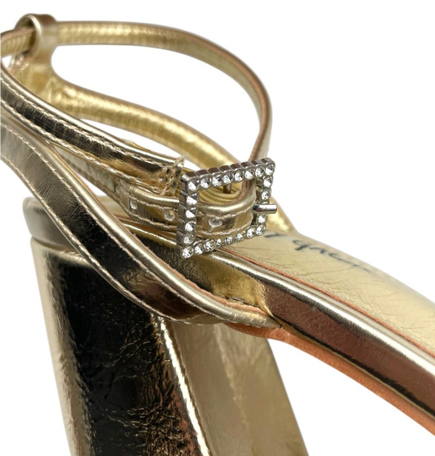 Nasty Gal Shoes Gold Metallic Strappy Platform Block Heel Women’s UK Size 8