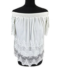 New Look Off Shoulder Blouse Women’s UK Size 10 White Lace Trim Shirred Bardot
