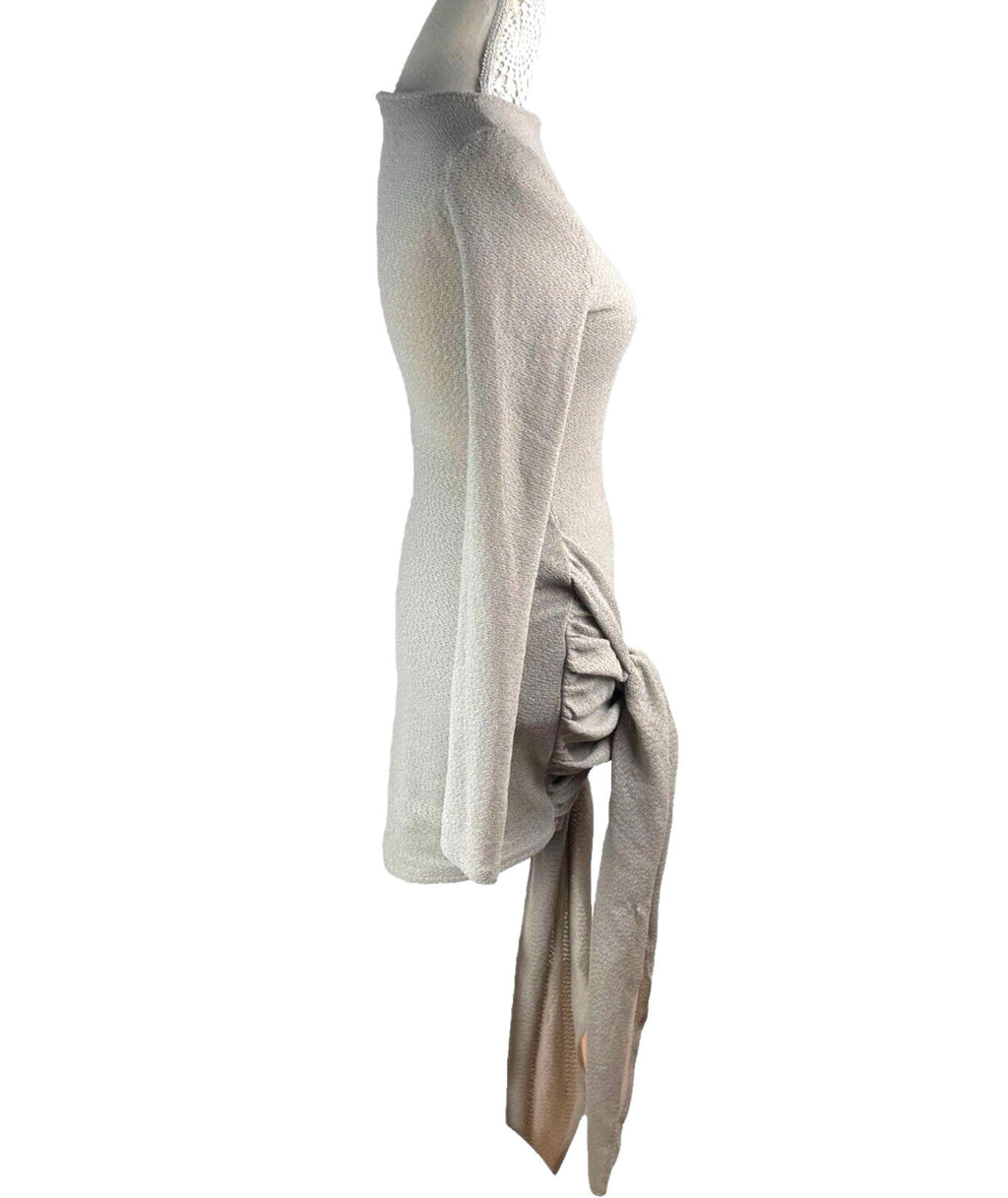 Grey Knit Wrap Fitted Dress Mini Women’s UK Size 8