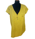 Next T-Shirt Blouse Women’s UK Size 14 Mustard Yellow V Neck Pocket Summer