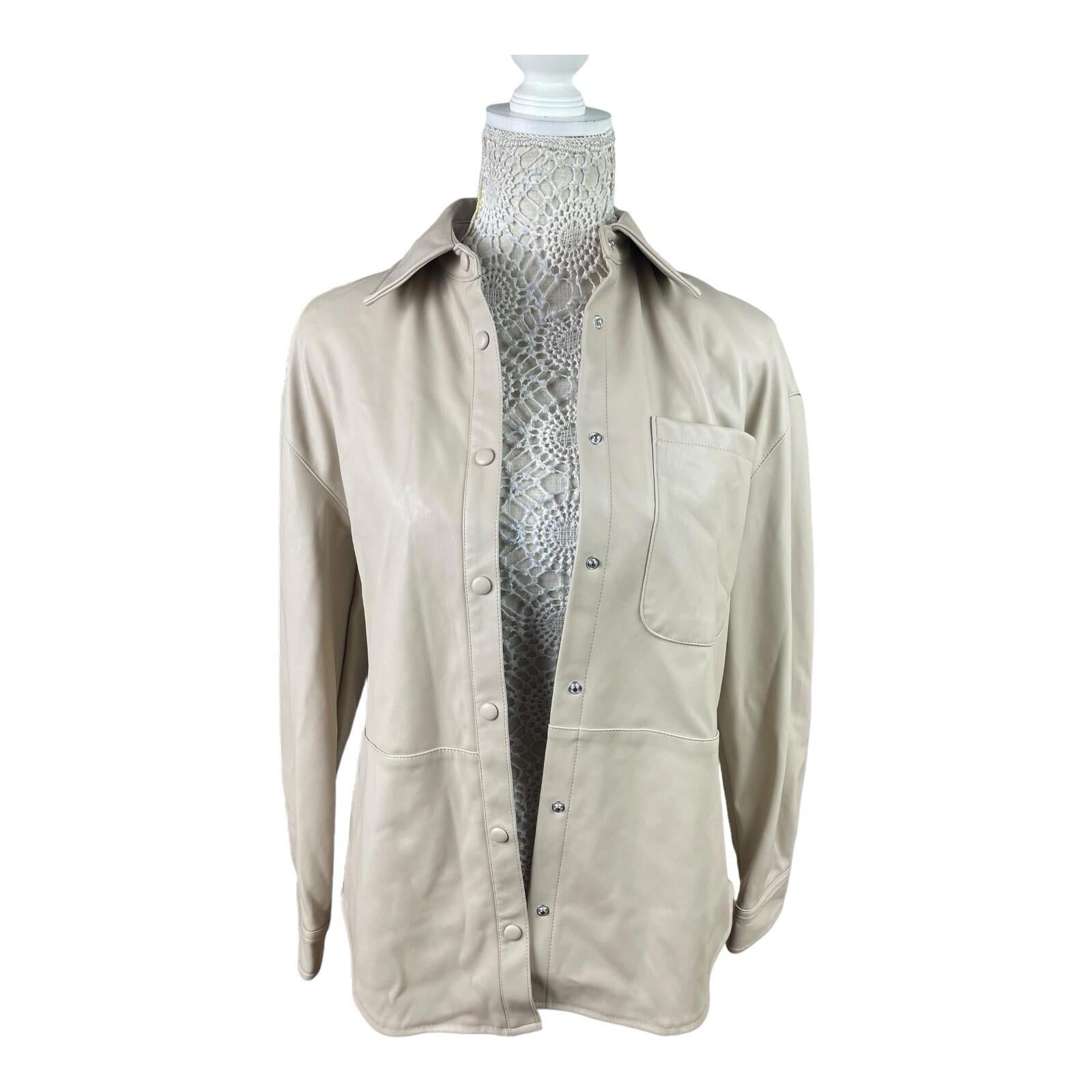 Stradivarius Beige Leather Look Shirt Jacket Women’s UK Size XS