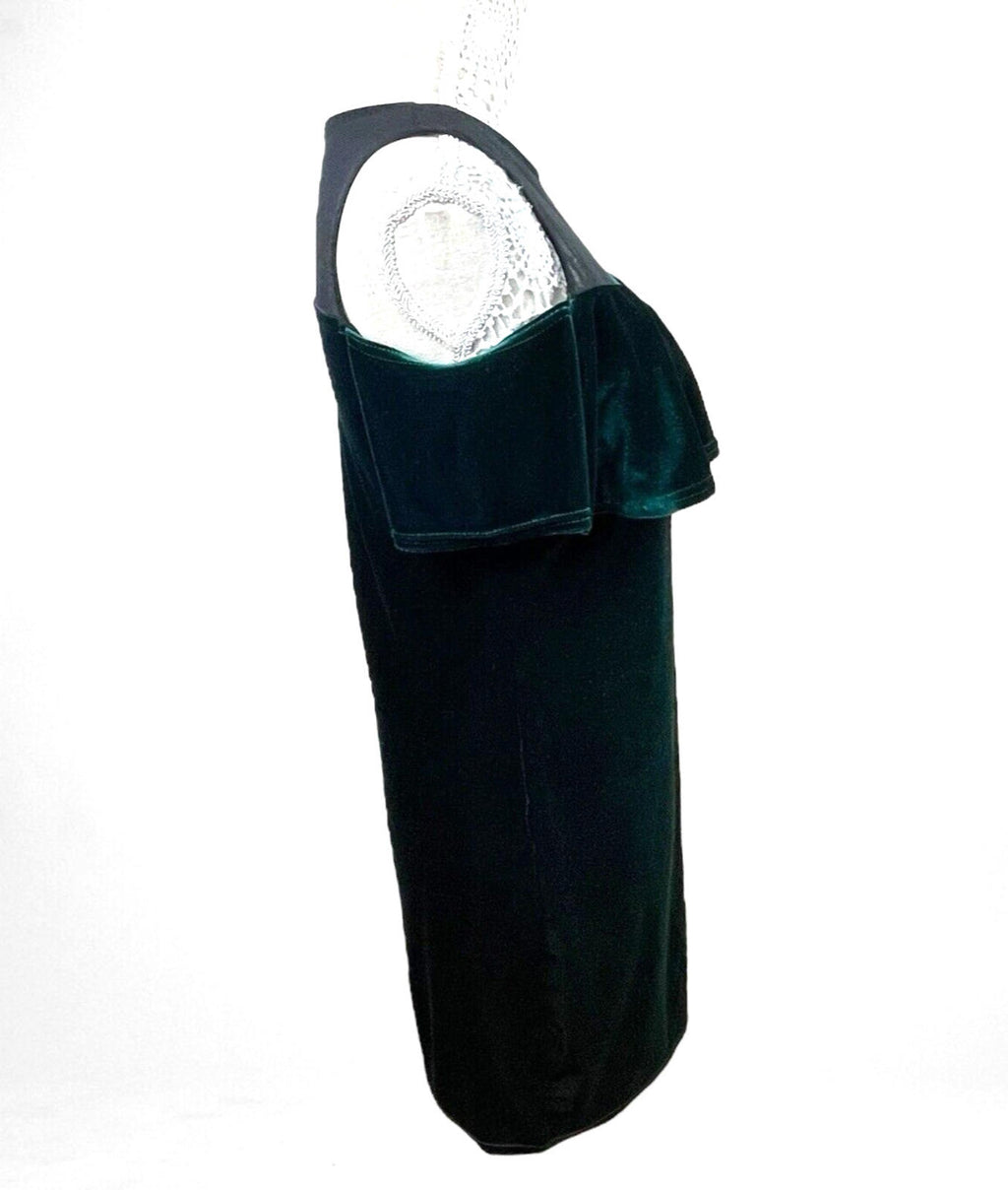 Quiz Velvet Mini Dress Women’s UK Size 14 Green Cold Shoulder Mesh Neckline
