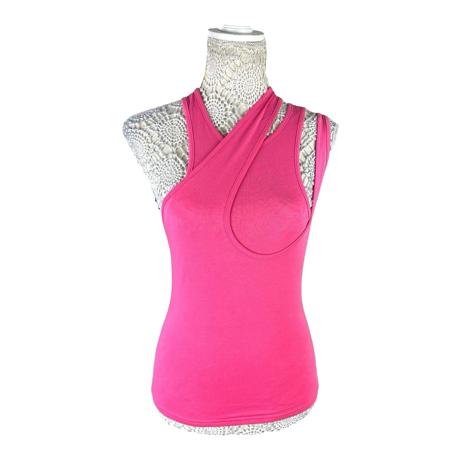 Pretty Little Thing Tank Top Pink Multi Strap Women’s UK Size 8