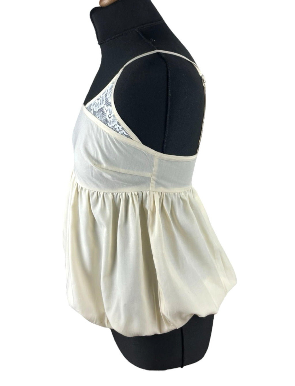 Beige Peplum Tank Top Spaghetti Strap Lace Accent Women’s UK Size 8