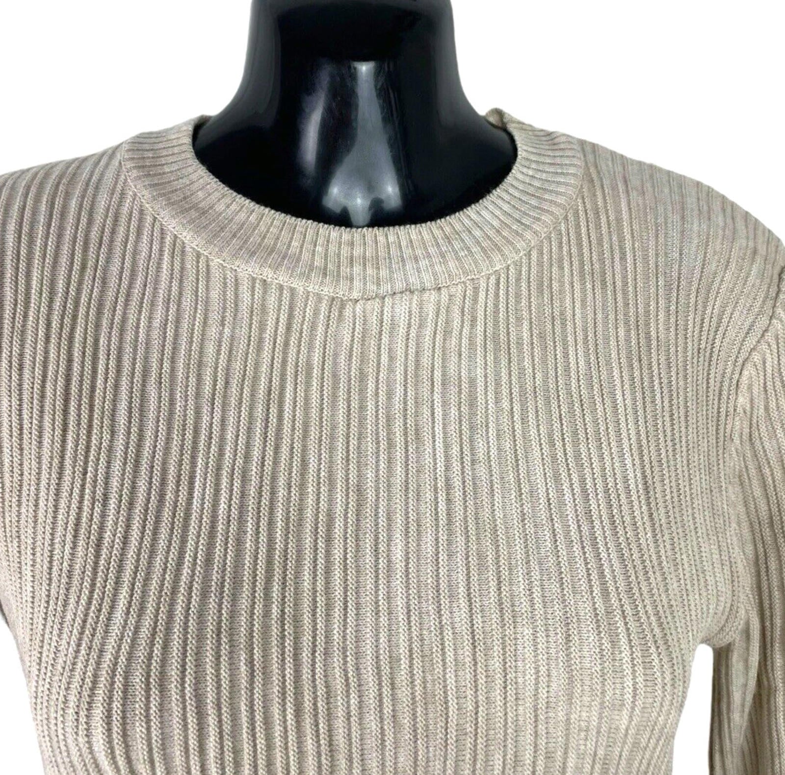 New Look Beige Ribbed Long Sleeve Knit Jumper Top Women’s UK Size S