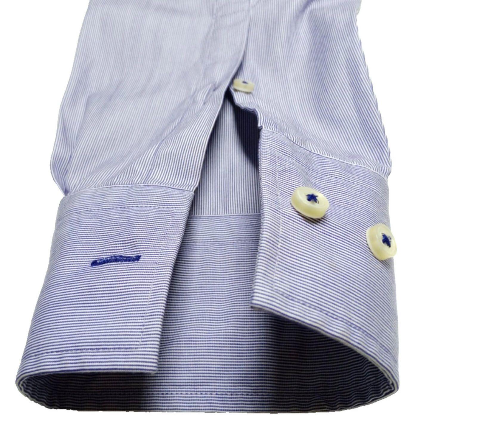 Hugo Boss Shirt Men's UK Size S Blue Stripe 100% Cotton Easy Care Slim Fit