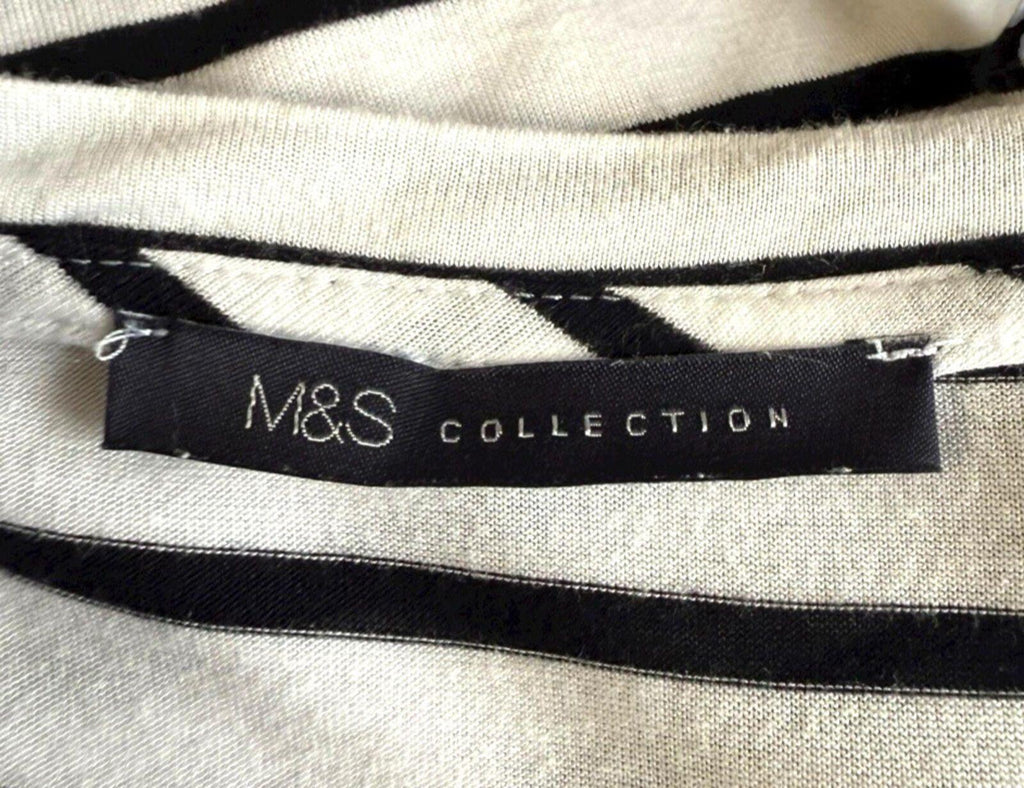 Marks & Spencer White Stripe T-Shirt Top Nautical Women’s UK Size 16