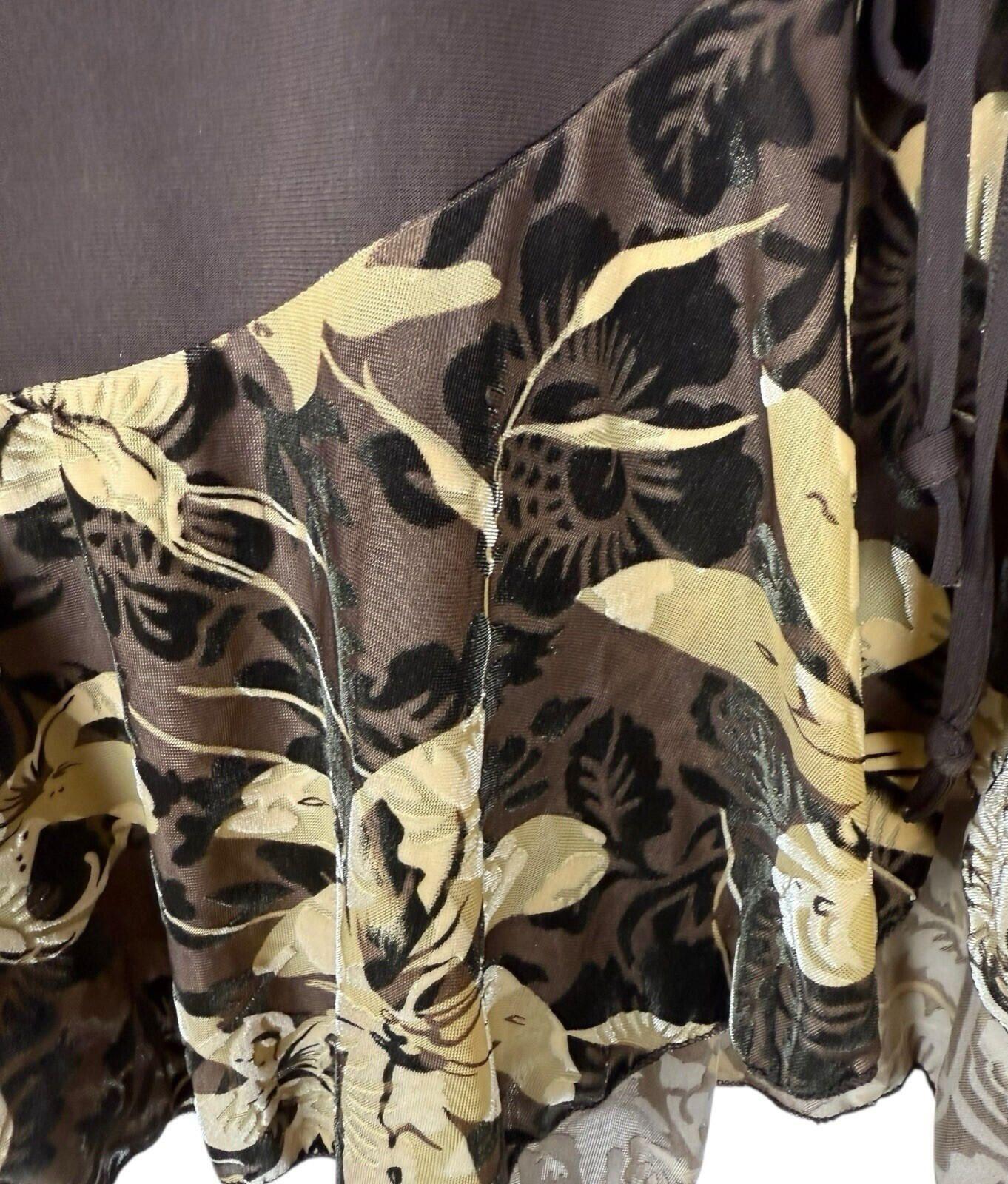 Saloos Skirt And Top Co Ord Set Women’s UK Size XL Stretch Floral Frill Brown