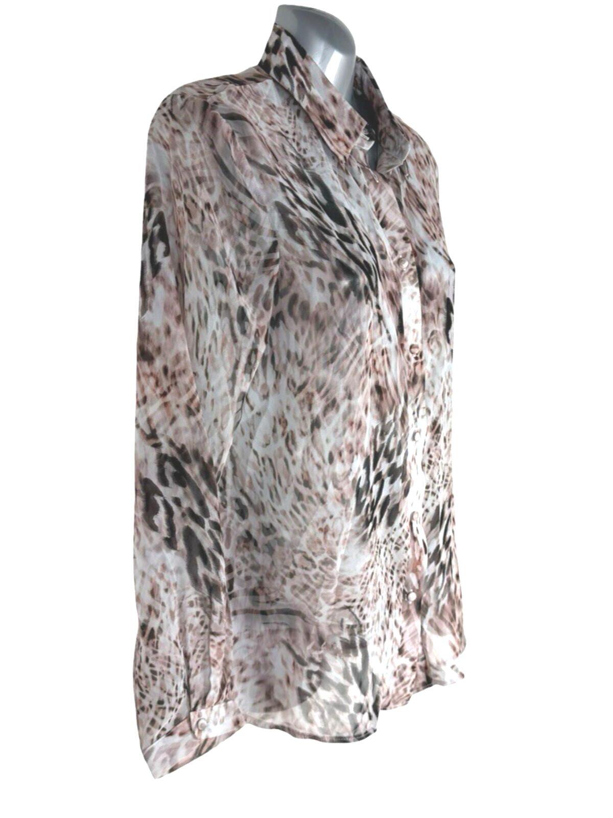 Lipsy Sheer Chiffon Shirt Blouse Women’s UK Size 10 Relaxed Fit Animal Print