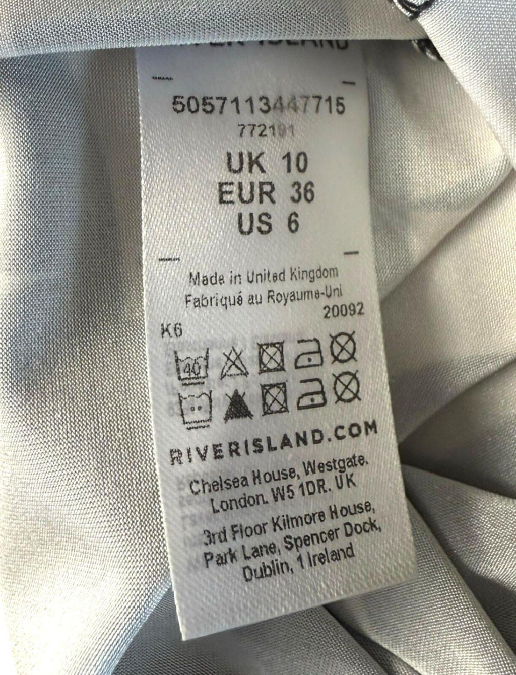 River Island Blouse Women’s UK Size 10 Black White Graphic Print Belted Collared