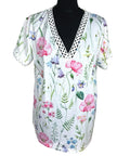 Just Fashion V-Neck Blouse Top Women’s UK Size M Floral Print Contrast Lace Trim