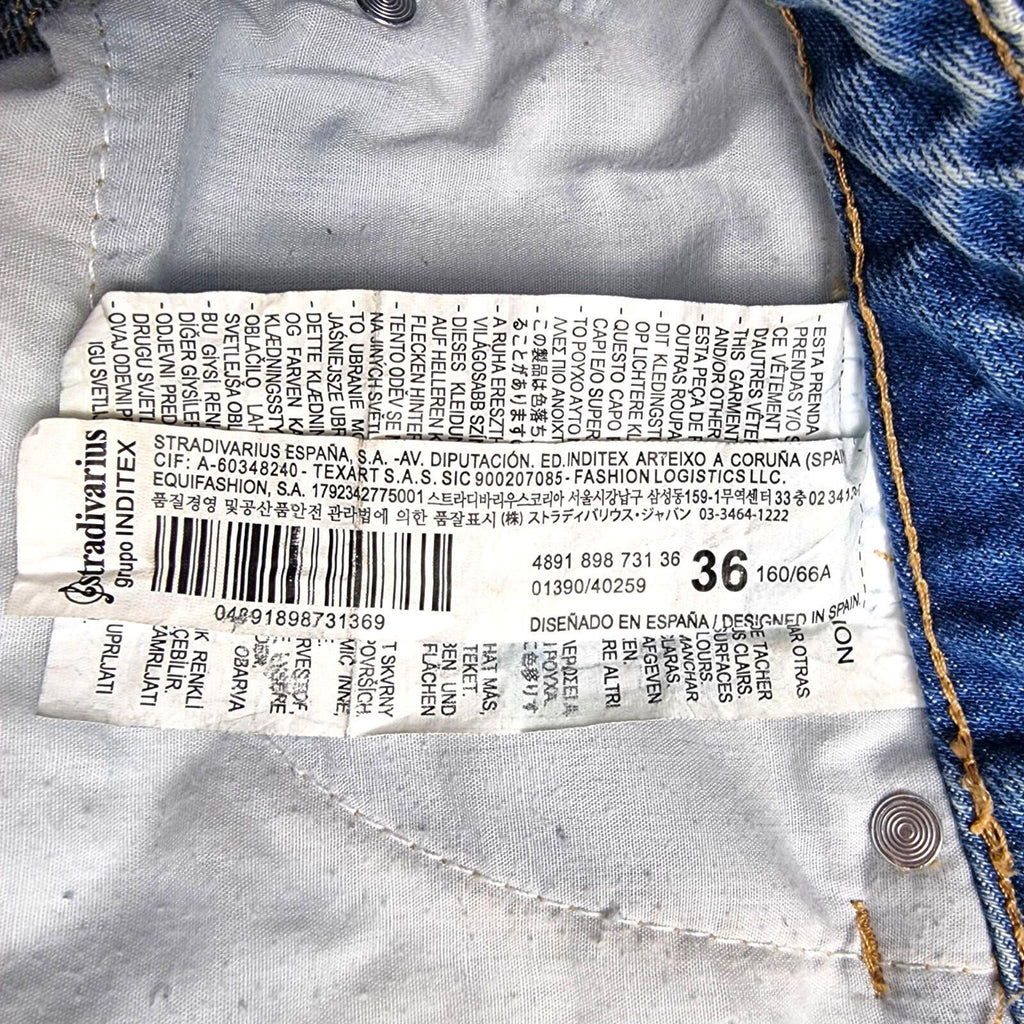Stradivarius Jeans Women's UK Size 8 Straight Fit High Waisted Light Blue Denim