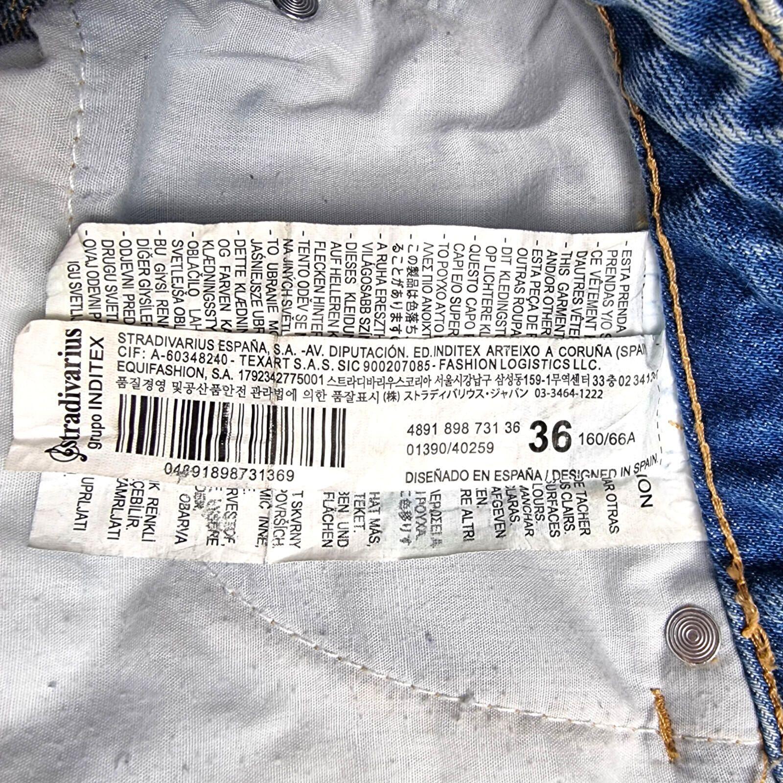 Stradivarius Jeans Women's UK Size 8 Straight Fit High Waisted Light Blue Denim