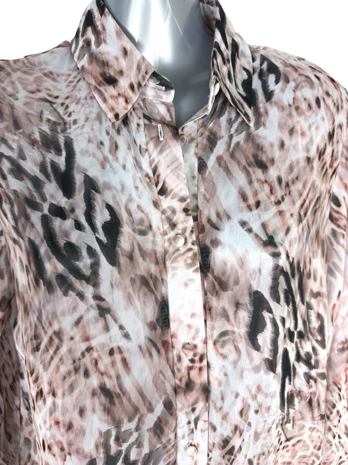 Lipsy Sheer Chiffon Shirt Blouse Women’s UK Size 10 Relaxed Fit Animal Print