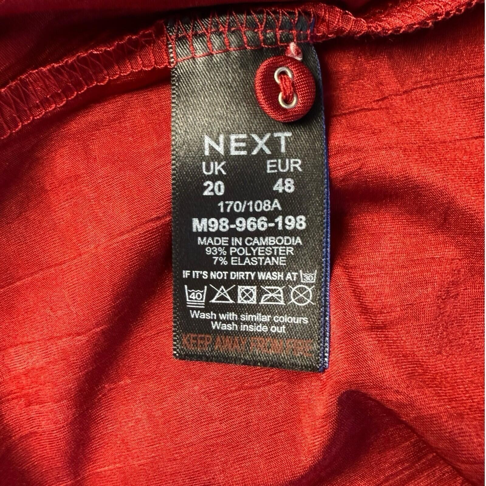Next Satin Shirt Blouse Women’s UK Size 20 Long Sleeve Collared Red