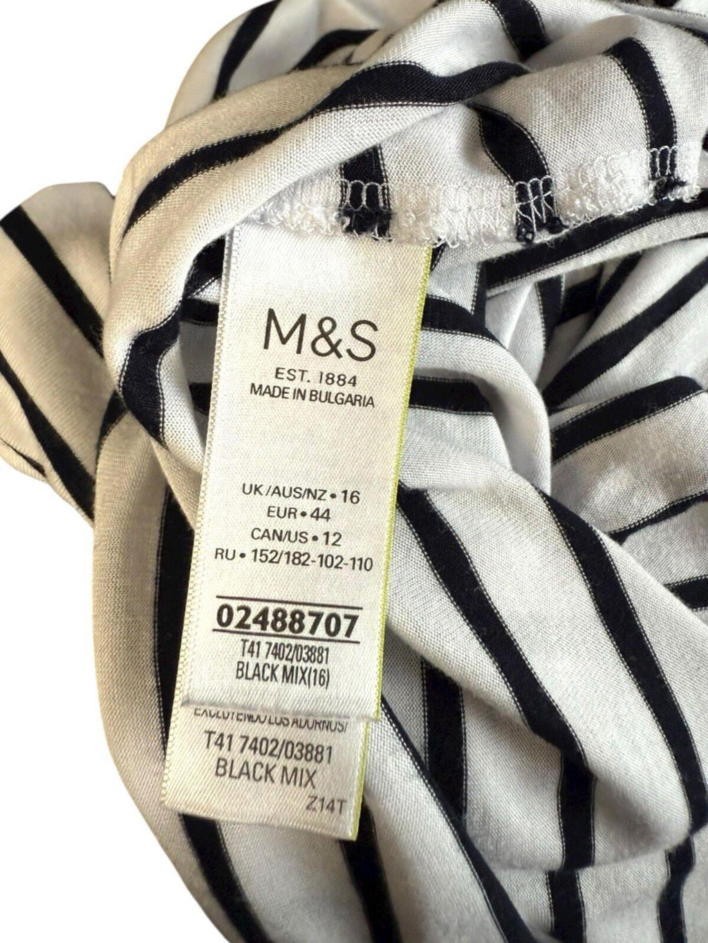Marks & Spencer White Stripe T-Shirt Top Nautical Women’s UK Size 16