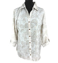 Marks & Spencer Shirt Blouse Women’s UK Size 12 Beige Floral Collared 3/4 Sleeve