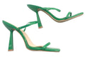 Nasty Gal Two Strap Heeled Mules Women’s UK Size 6 Green Square Ope Toe Flared