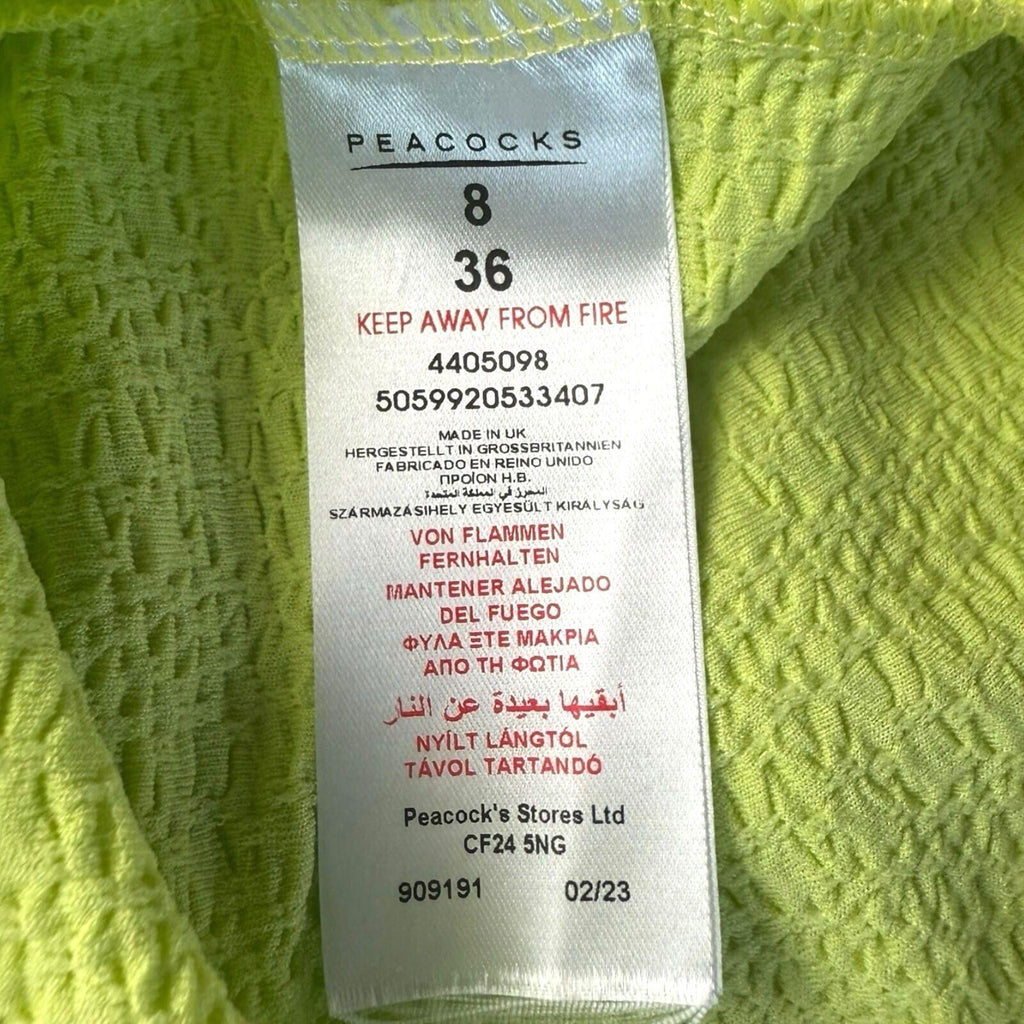 Peacocks T-Shirt Top Women’s UK Size 8 Neon Yellow Textured Lightweight