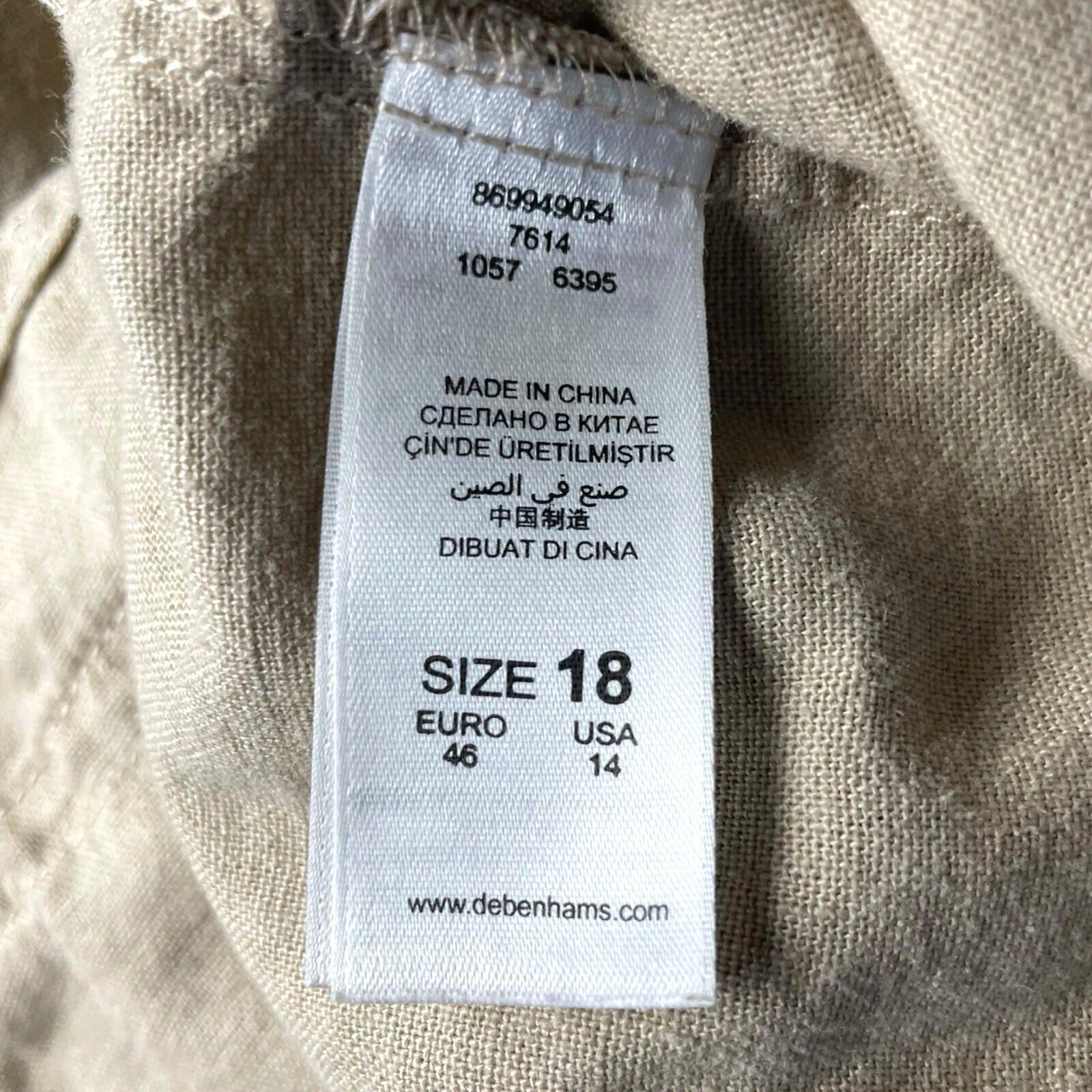 Debenhams Linen Jacket Women’s UK Size 18 Collared Pockets Beige Lightweight